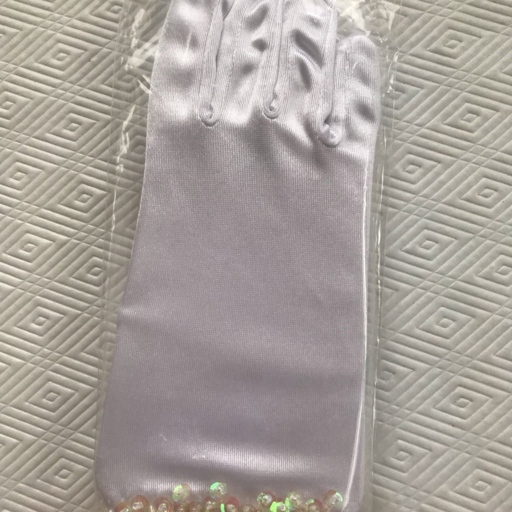 Us Angels Girls' Gloves Dress G-7 White